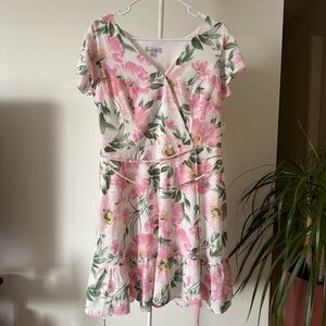 BRANNAN Pink and Green Floral Dress